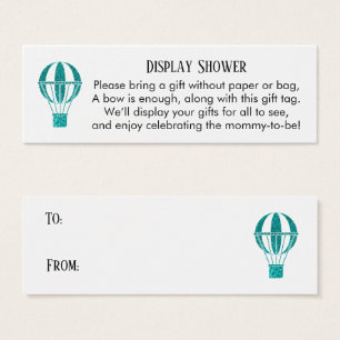Teal Hot Air Balloon Display Shower Enclosure Card