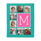 Teal Hot Pink Instagram 8 Photo Collage Monogram