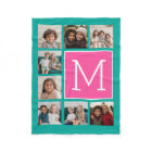 Teal Hot Pink Instagram 8 Photo Collage Monogram