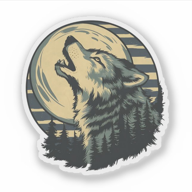 Teal Howling Wolf Moon Art (Front)