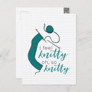 Teal I Feel Knitty Postcard