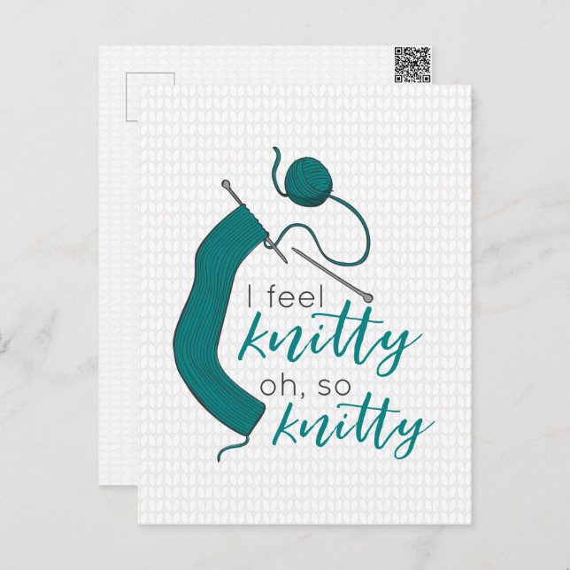 Teal I Feel Knitty Postcard (Front/Back)