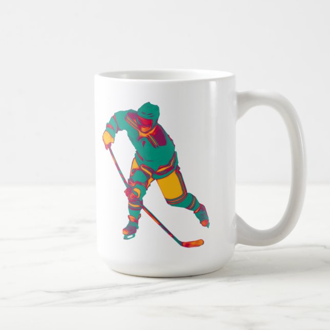 Teal Ice Hockey Player, Personalised Mug (Right)