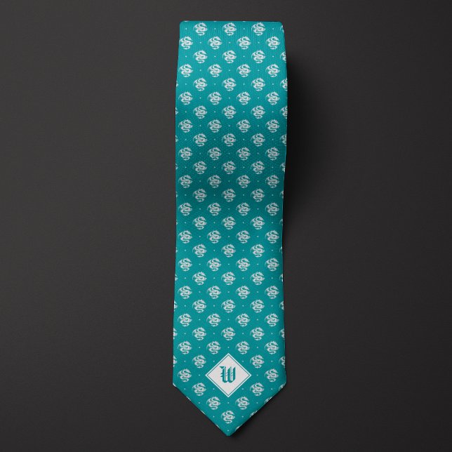 Teal Iconic Dragon Monogram Tie (Creator Uploaded)