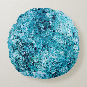 Teal illustration round cushion