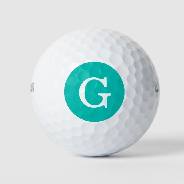 Teal Initial Monogram Golf Balls (Front)