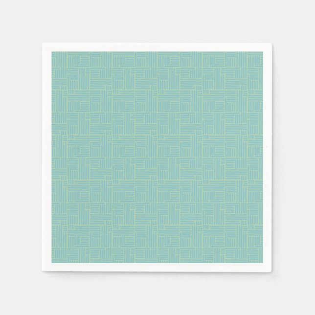 Teal ink roller stripes napkin (Front)