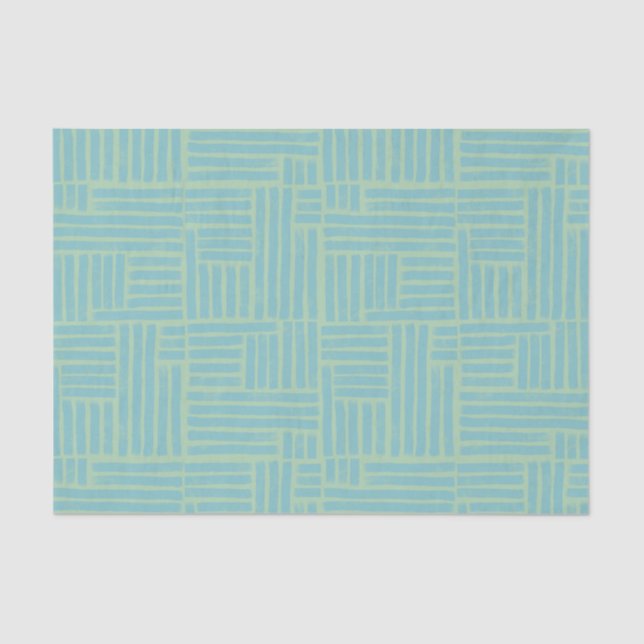 Teal ink roller stripes tissue paper (Front)