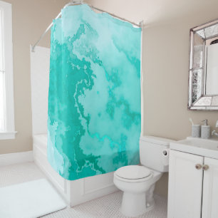 Teal Ink Spilled Photo Shower Curtain
