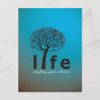 Teal Inspirational Life Tree Quote Postcard