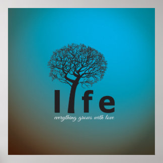 Teal Inspirational Life Tree Quote Poster