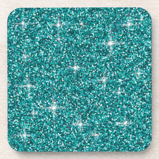 Teal iridescent glitter coaster (Front)