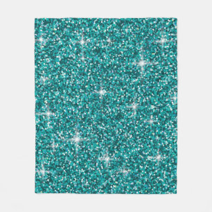 Teal iridescent glitter fleece blanket