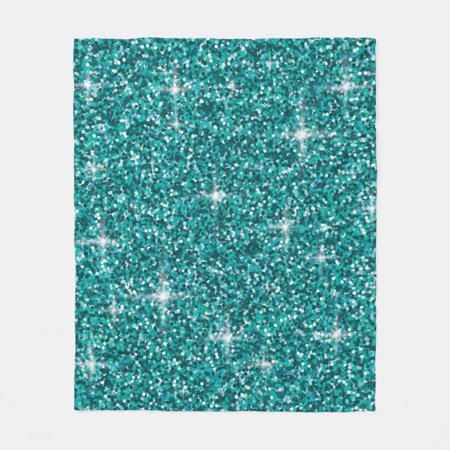 Teal iridescent glitter fleece blanket (Front)
