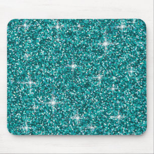 Teal iridescent glitter mouse mat