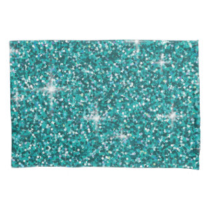 Teal iridescent glitter pillowcase