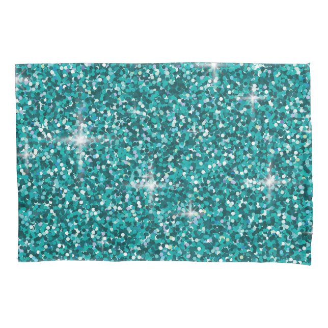 Teal iridescent glitter pillowcase (Front)