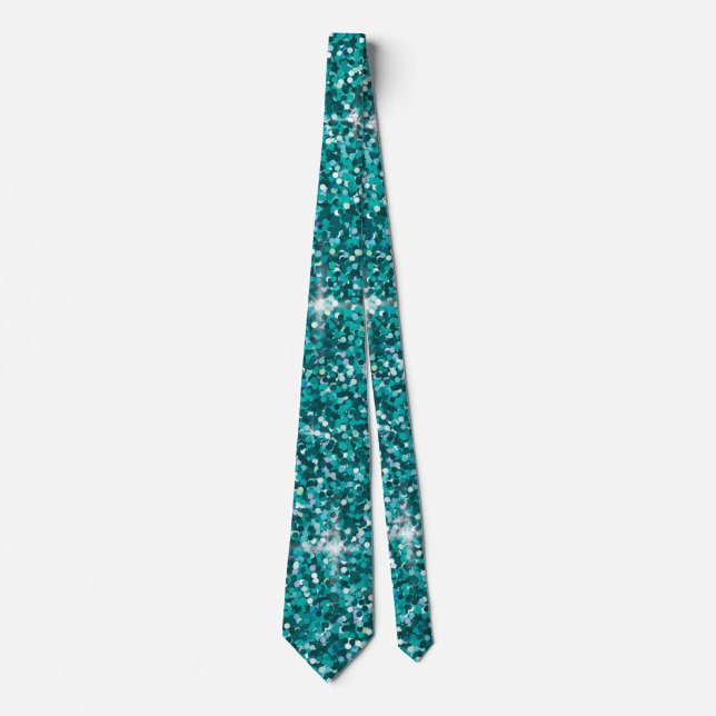 Teal iridescent glitter tie (Front)