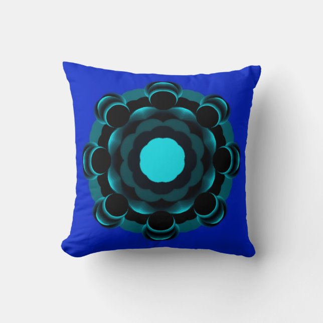 Teal-ish Mandala Design ~ 7.25.24.2 Cushion (Front)