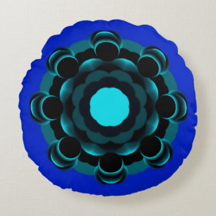 Teal-ish Mandala Design ~ 7.25.24.2 Round Cushion