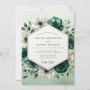 Teal Ivory Bloom Wedding Invitation