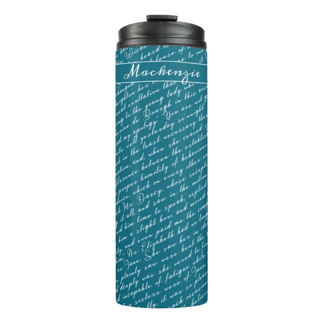 Teal Jane Austen Pride Prejudice Netherfield Ball Thermal Tumbler (Front)