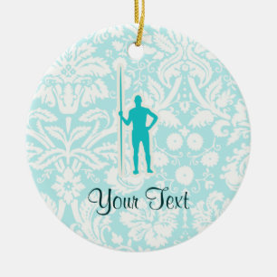 Teal Javelin Throw Ceramic Tree Decoration