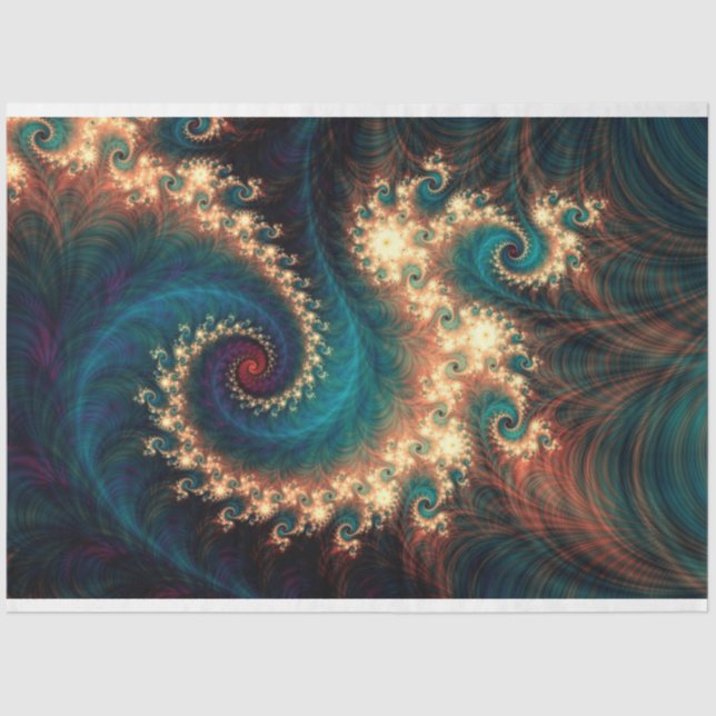 Teal Jewel Fractal Abstract 1 Decoupage Tissue Paper (Front)