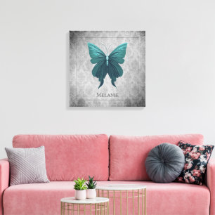Teal Jewelled Butterfly Canvas Print