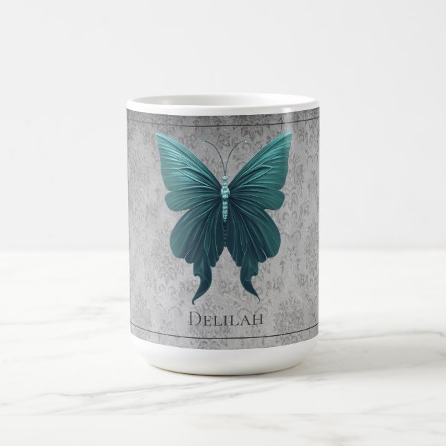 Teal Jewelled Butterfly Coffee Mug (Center)