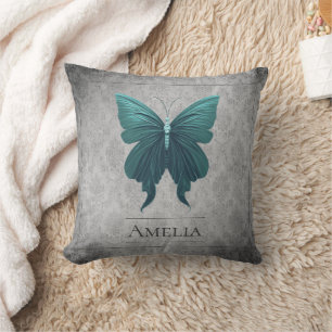 Teal Jewelled Butterfly Cushion