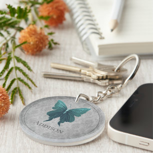 Teal Jewelled Butterfly Key Ring