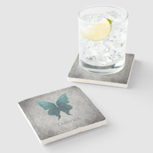 Teal Jewelled Butterfly Stone Coaster