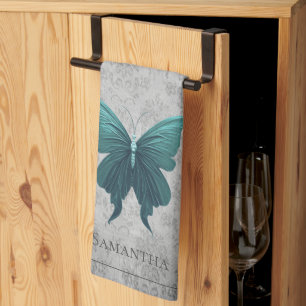 Teal Jewelled Butterfly Tea Towel