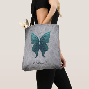 Teal Jewelled Butterfly Tote Bag