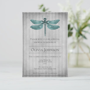 Teal Jewelled Dragonfly Bridal Shower Invitation