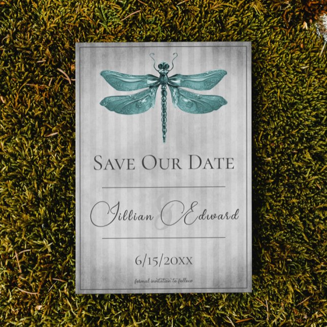 Teal Jewelled Dragonfly Save the Date Announcement (Creator Uploaded)