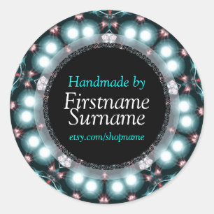 Teal Jewels Mandala Handmade Crafts Label Sticker