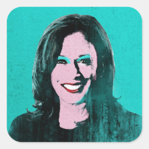 Teal Kamala Harris Pop Art Square Sticker