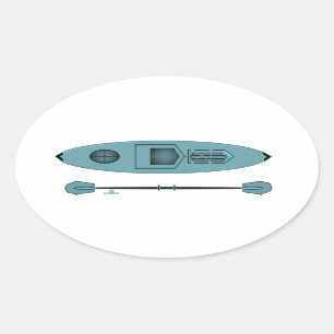 Teal Kayak Oval Sticker