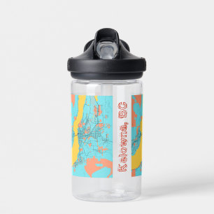 Teal Kelowna BC Canada City Map Custom Name Water Bottle