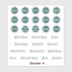 Teal Kitchen Baking Labels