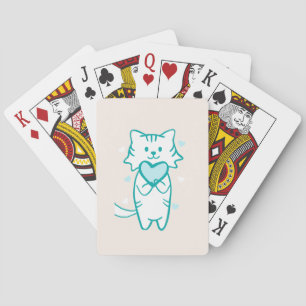 Teal Kitty Playing Cards