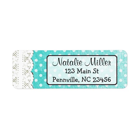 Teal Lace Polka Dot Return Address Labels