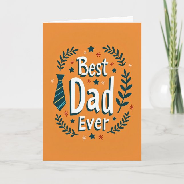 Teal Laurel Best Dad Ever Card (Front)