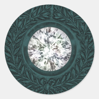 Teal Laurel Wreath and Diamond Envelope Seal