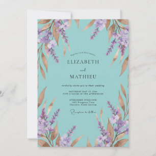 Teal Lavender Botanical Flourish Wedding Invitation