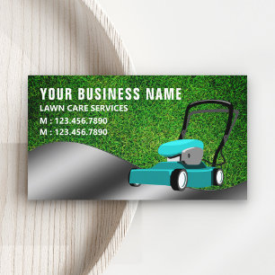 Teal Lawn Mower Gardening Service Grass Cutting Business Card
