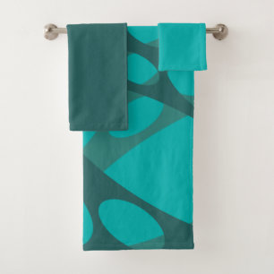 Teal Layered Ovals Bath Towel Set