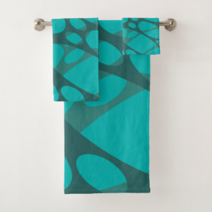 Teal Layered Ovals Bath Towel Set